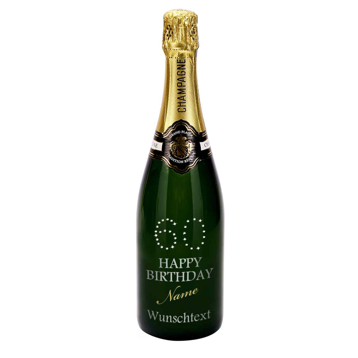 Die persönliche Champagnerflasche  zum 60. Geburtstag mit Swarovski Kristallen