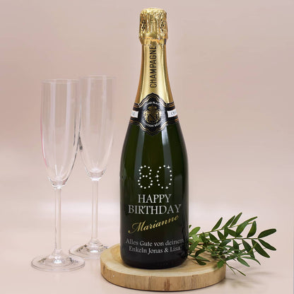 Champagner zum 80. Geburtstag mit persönlicher Gravur