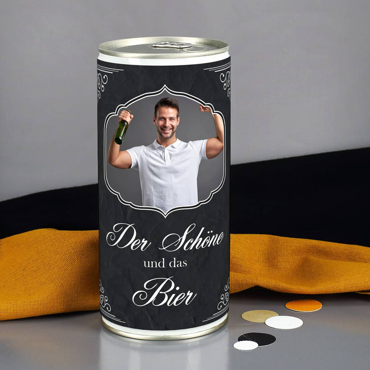 Riesige 1 Liter Bierdose mit persönlichem Etikett