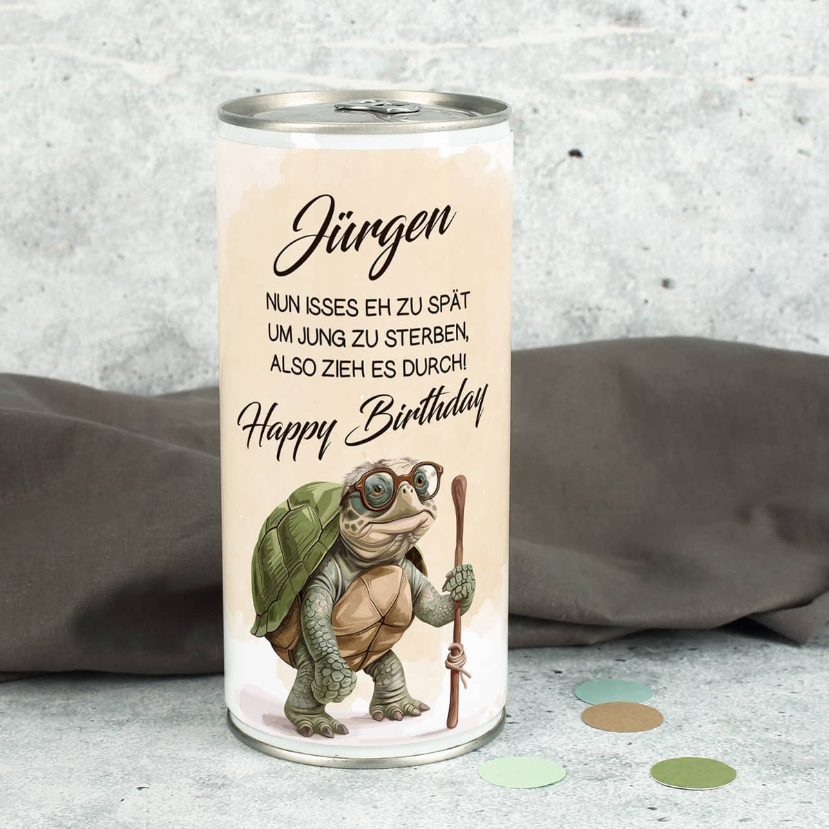 1 Liter Bierdose mit persönlichem Namensaufdruck & lustigem Spruch