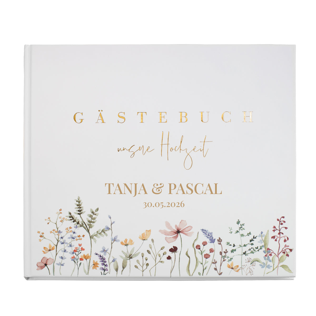 Elegantes Gästebuch zur Hochzeit personalisiert mit Namen & Datum | Illustriertes Erinnerungsbuch