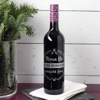 Glühwein mit 3 Zeilen Text graviert