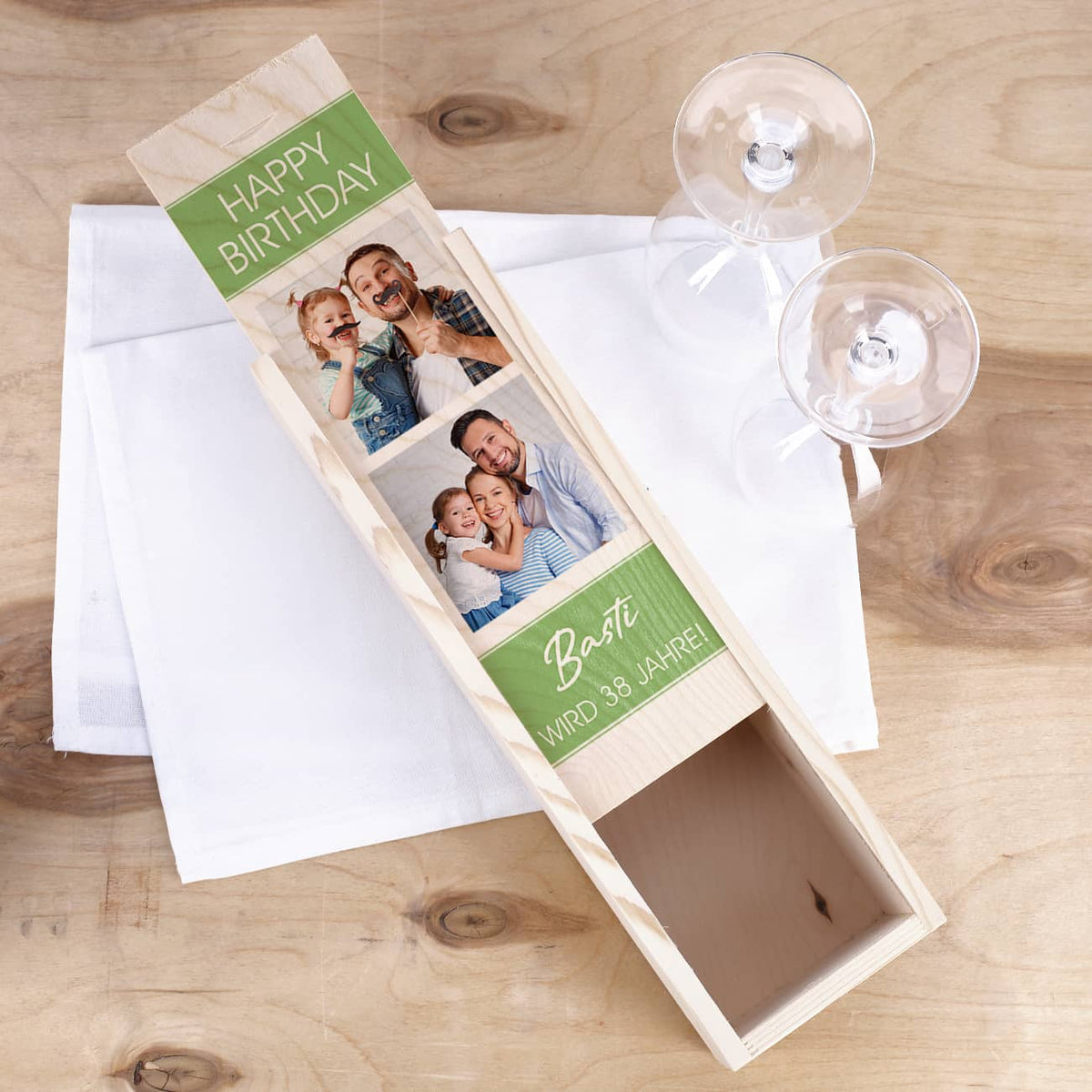 Holzbox mit Schiebedeckel
