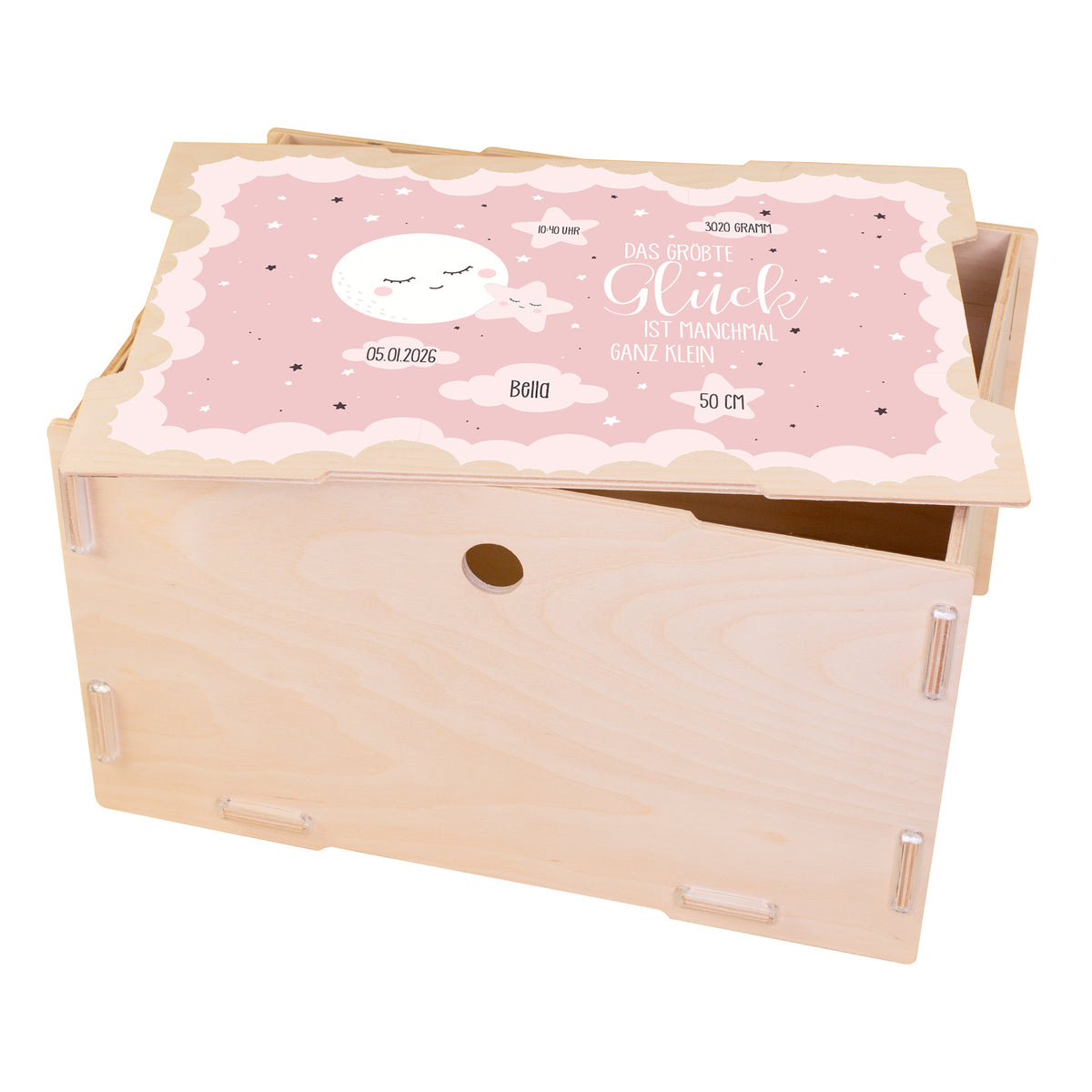clipfritz® Baby Erinnerungskiste mit Name und Geburtsdaten personalisiert
