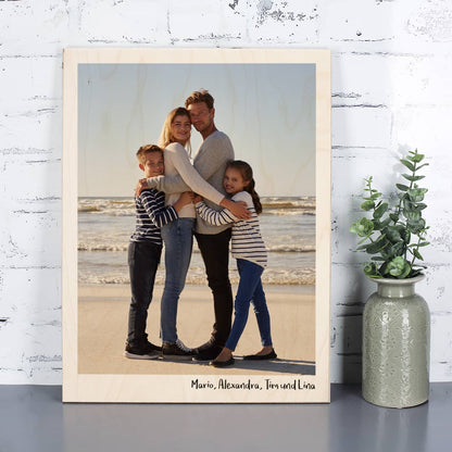 Holzplatte mit Foto und Text nach Wunsch bedruckt als Geschenk