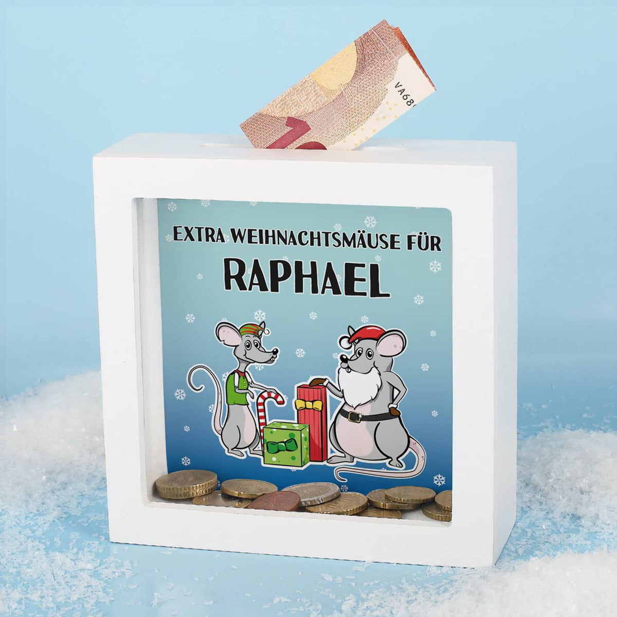 Personalisierte Bilderrahmen Spardose als Geldgeschenk zu Weihnachten