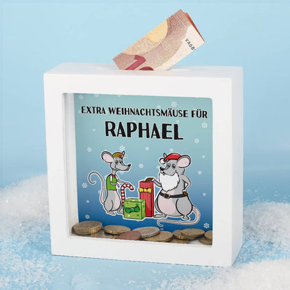 Personalisierte Bilderrahmen Spardose als Geldgeschenk zu Weihnachten