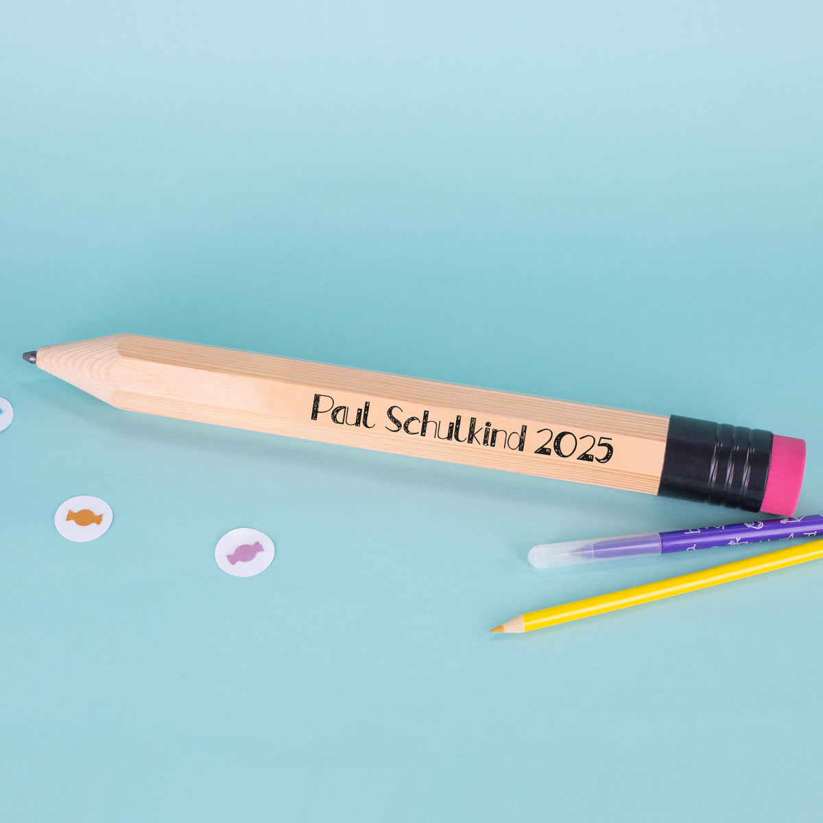 XXL Bleistift mit Radiergummi und Wunschtext in Übergröße! 35cm "Big Ideas"