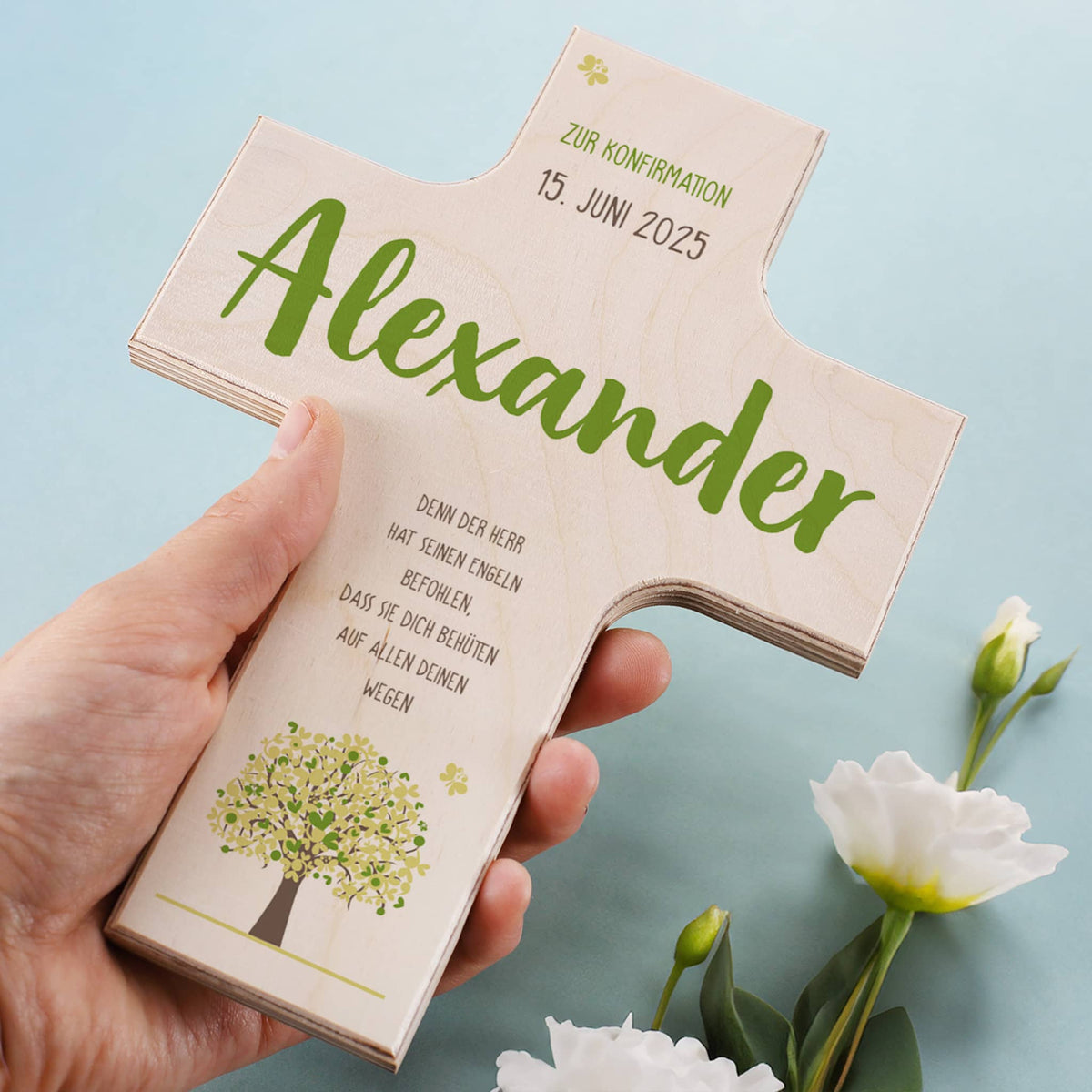 Geschenk zur Konfirmation mit Name Datum und Spruch