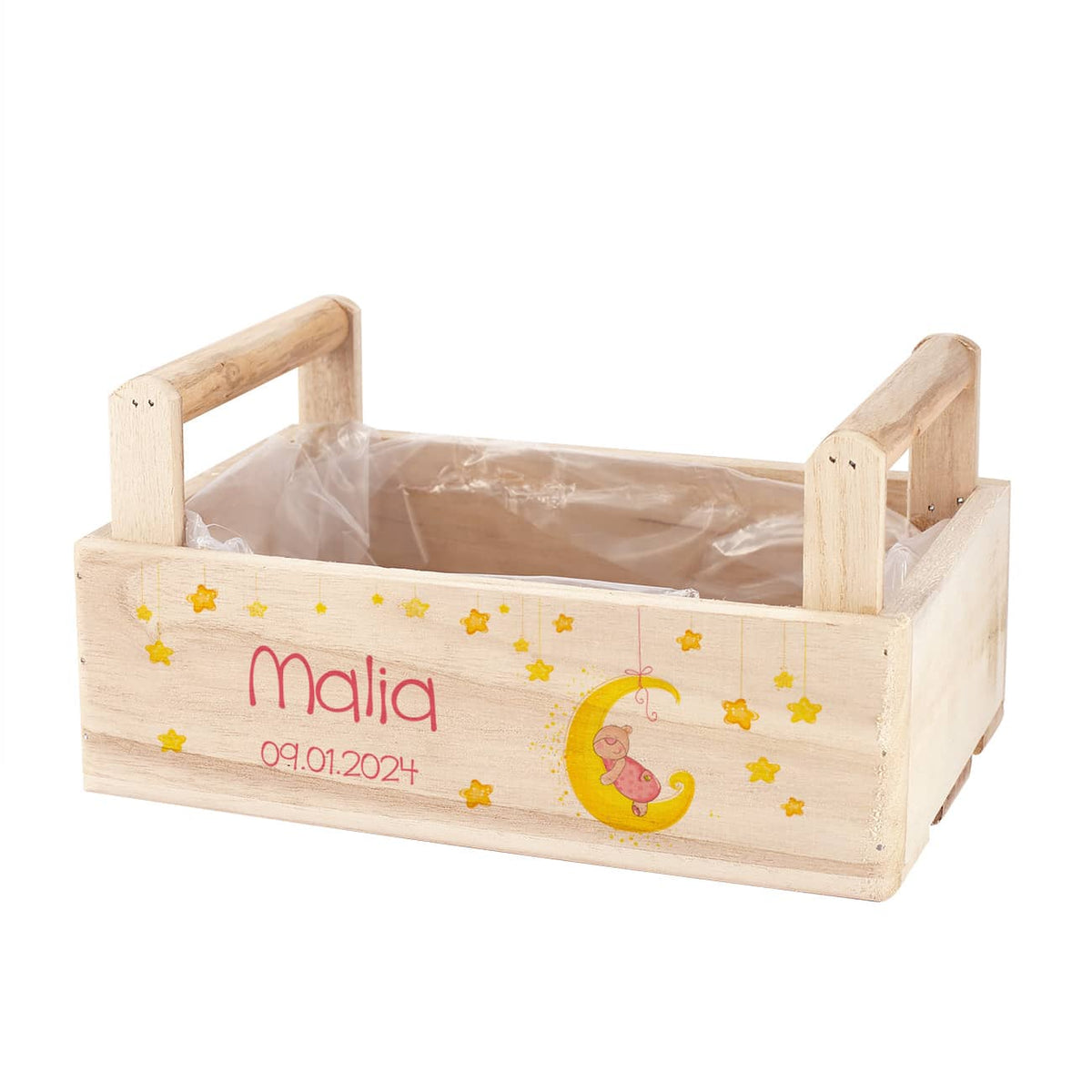 Personalisierter Geschenkkorb mit Name und Datum