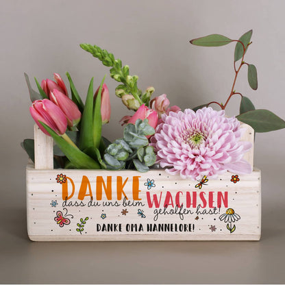 Persönlicher Pflanzkorb für Erzieher "Danke, dass du uns beim Wachsen geholfen hast!" mit eigenem Text