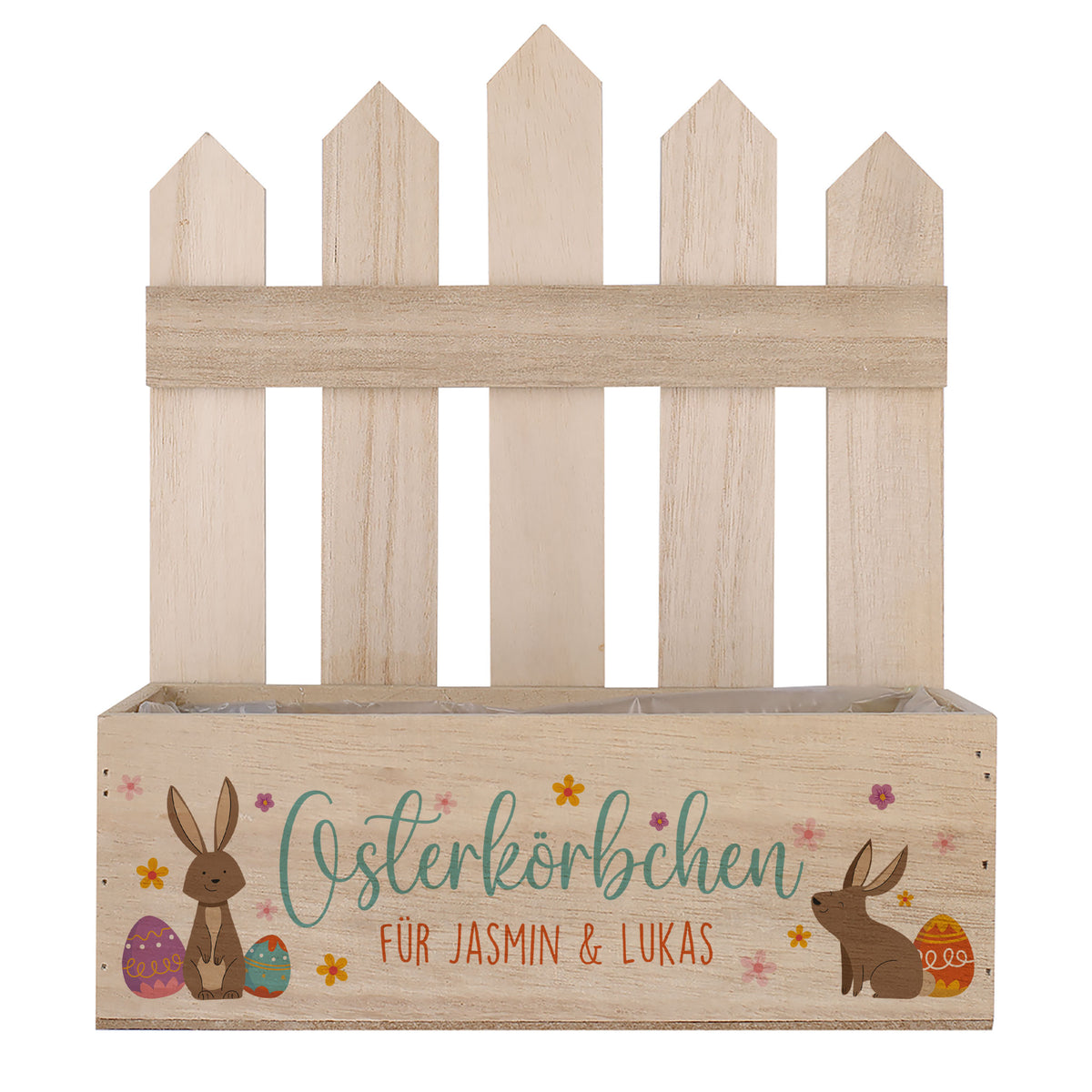 Osterkörbchen - Geschenkkorb aus Holz mit Ihrem Wunschtext in 3 Varianten
