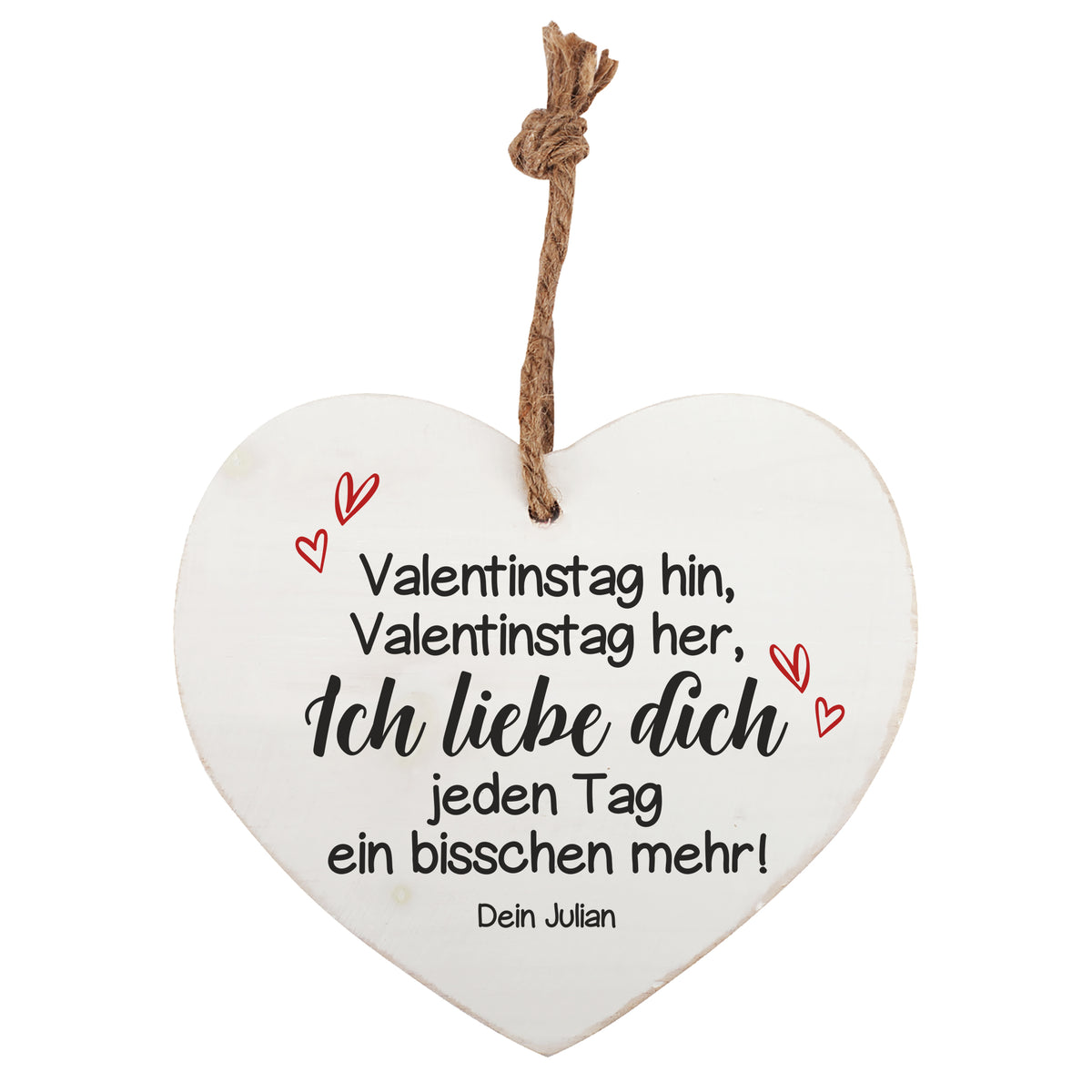 Holzherz als Geschenk zum Valentinstag mit Ihrem Wunschtext