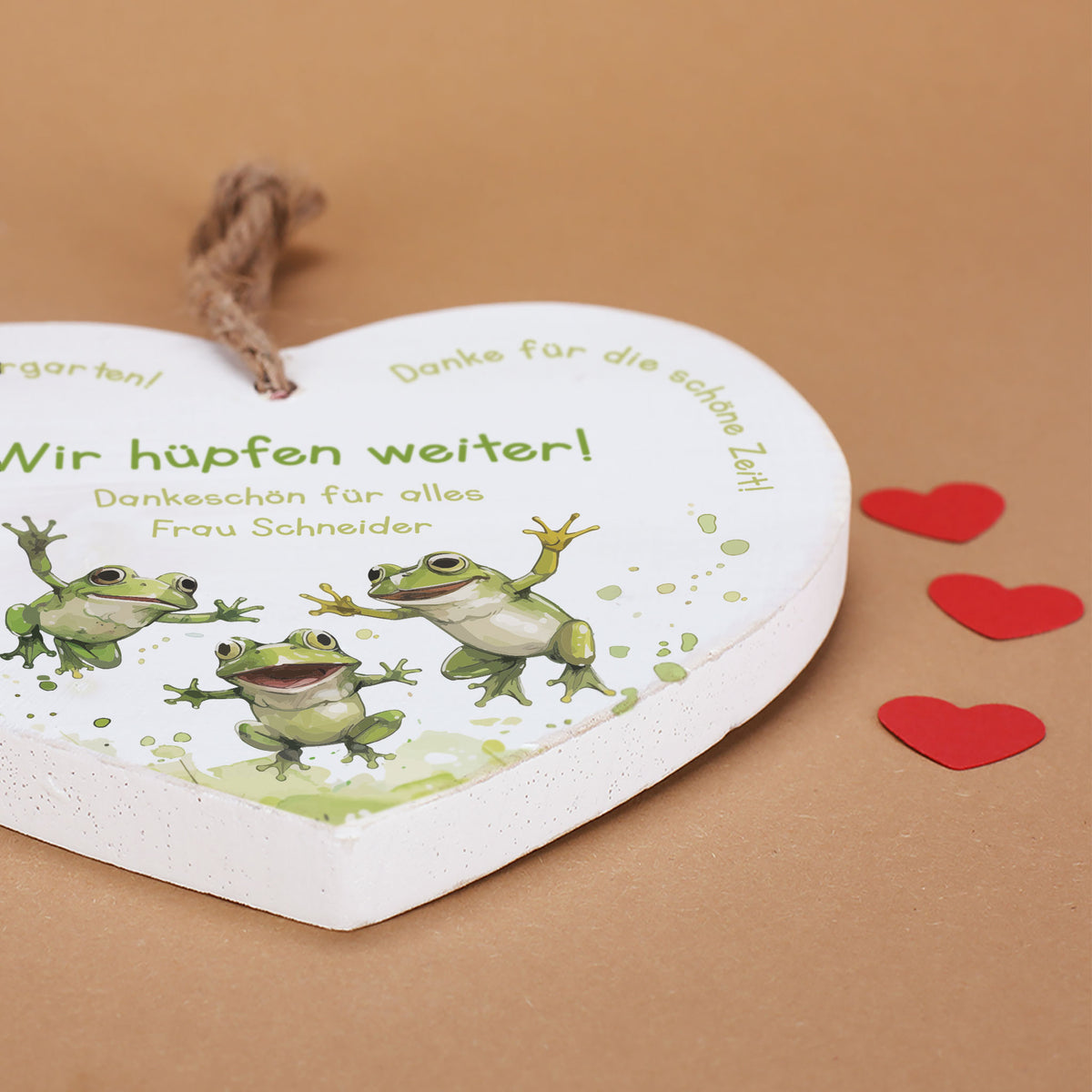 Personalisiertes Holzherz – Abschiedsgeschenk für den Kindergarten & Erzieher
