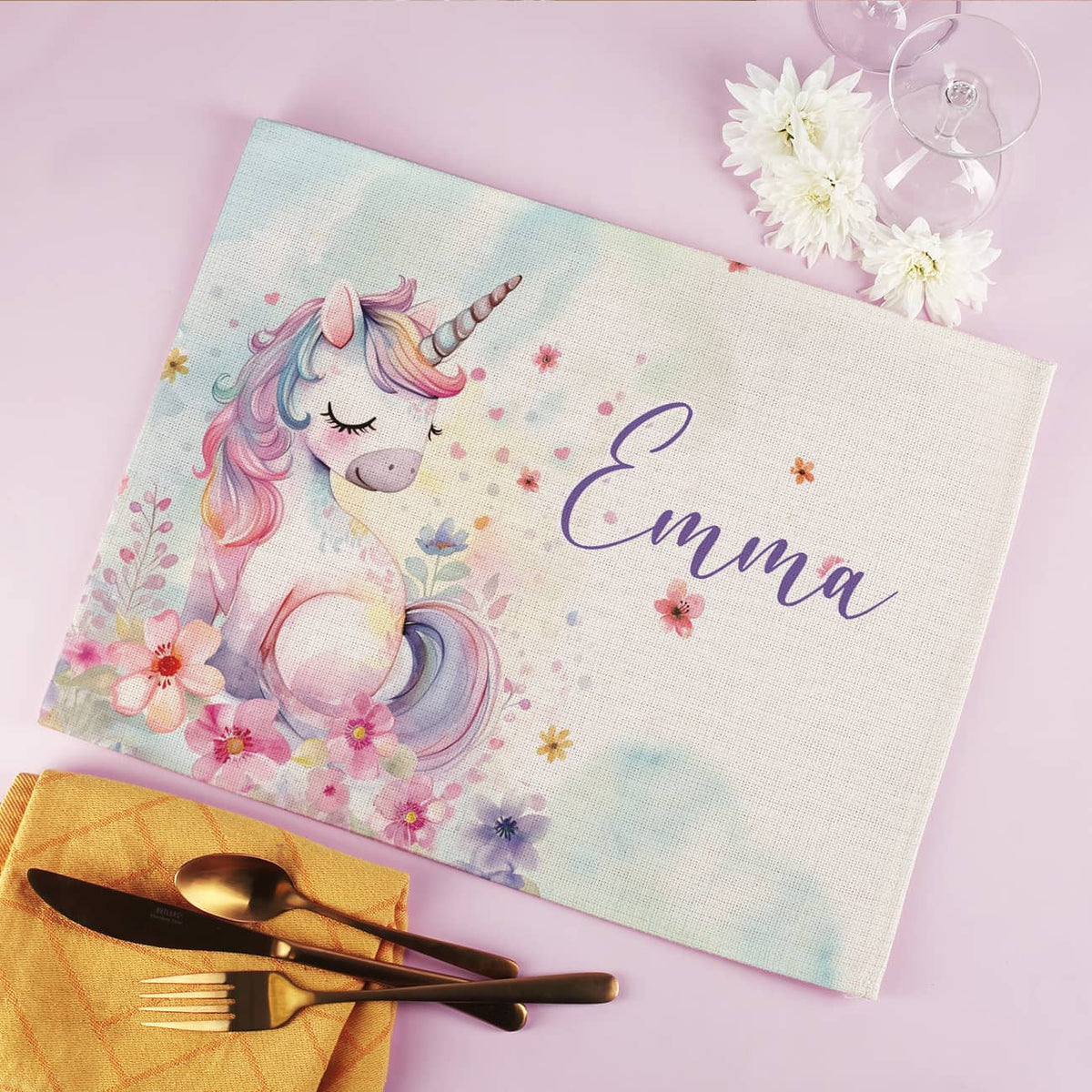 Bedruckt mit niedlichem Einhorn & Name