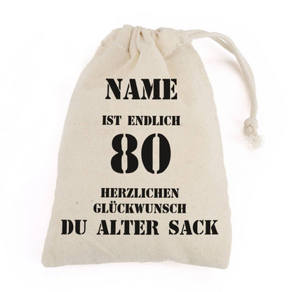 personalisierter Zuziehbeutel zum 80. Geburtstag