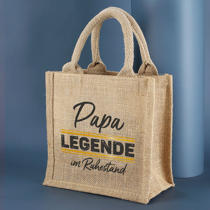 Personalisierte Geschenktasche aus Jute „Legende in Rente“ mit Wunschname