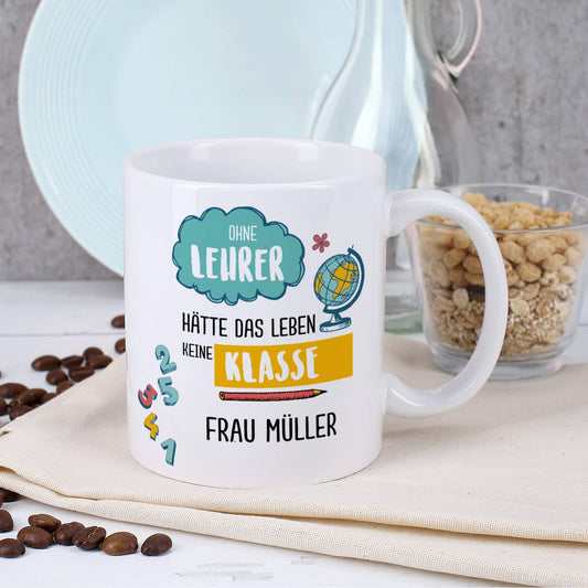 Lehrer - Tasse mit Name bedruckt
