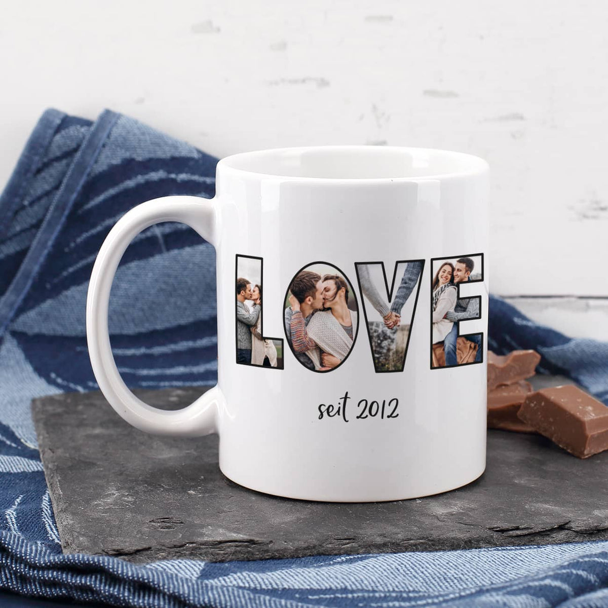 LOVE Fototasse mit Wunschtext