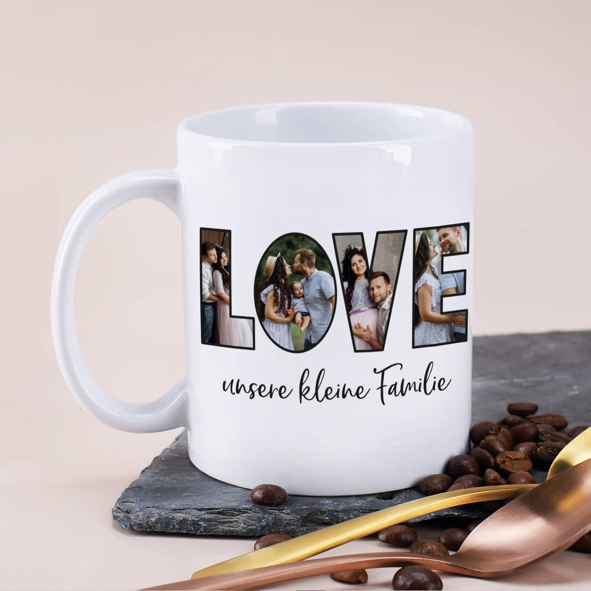 LOVE Fototasse mit Wunschtext