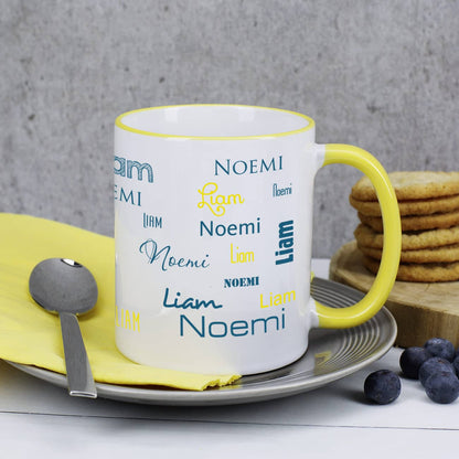 Tasse mit zwei Namen - Gelb