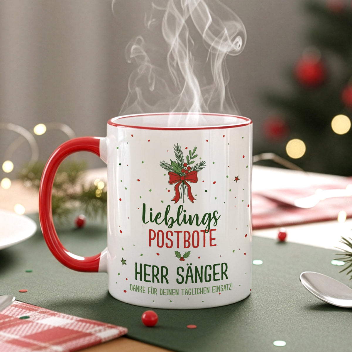 Personalisierte Weihnachtstasse für Lieblingsmenschen