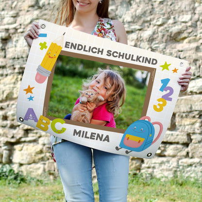 Endlich Schulkind - kleines Banner zur Einschulung mit Foto