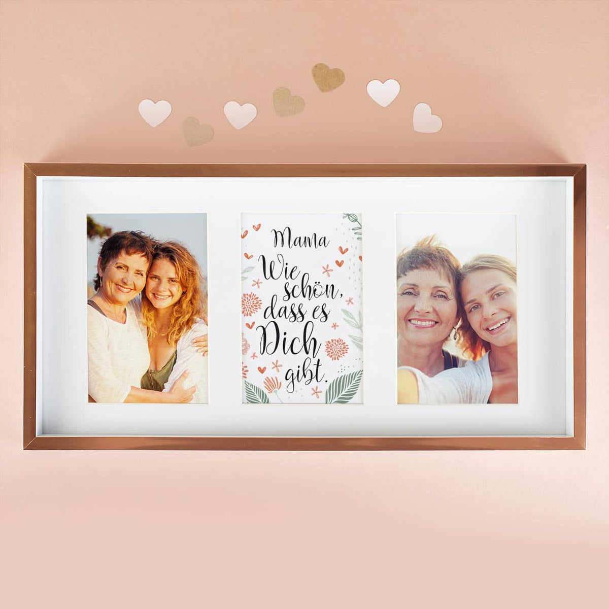 Bilderrahmen mit personalisiertem Poster mit 2 Fotos und Text nach Wunsch