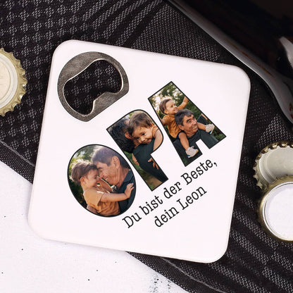 Bierdeckel-Flaschenöffner - Opa - mit Fotoaufdruck