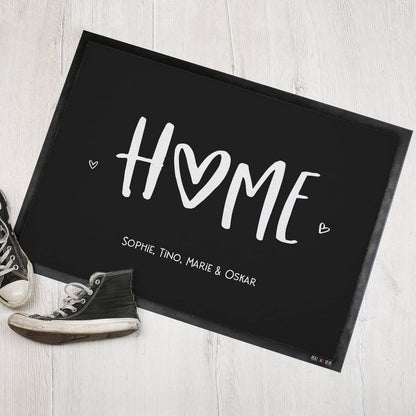 Home Fußmatte mit Herz und Wunschtext