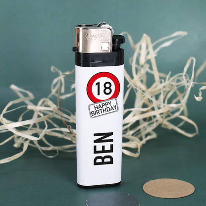 Feuerzeug zum Geburtstag personalisiert mit Name und Alter