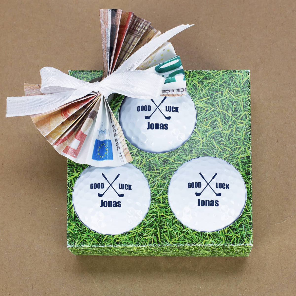 3 Golfbälle mit Geschenkverpackung