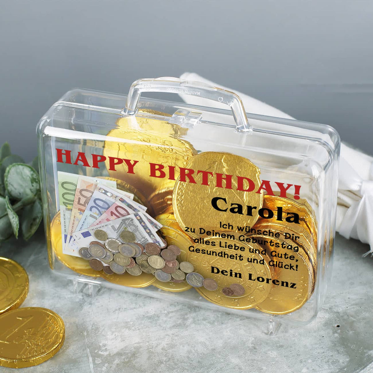 Kleiner Geldkoffer Happy Birthday