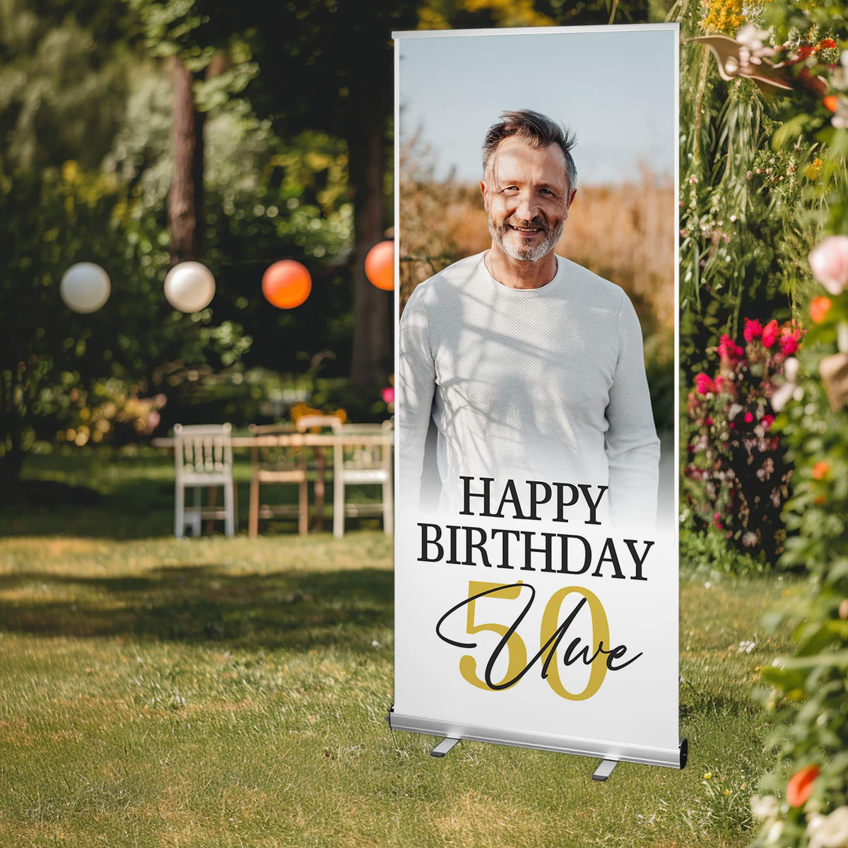 Banner zum Geburtstag mit Foto, Name & Alter