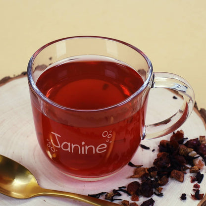 Teeglas mit Namensgravur und Kreisen