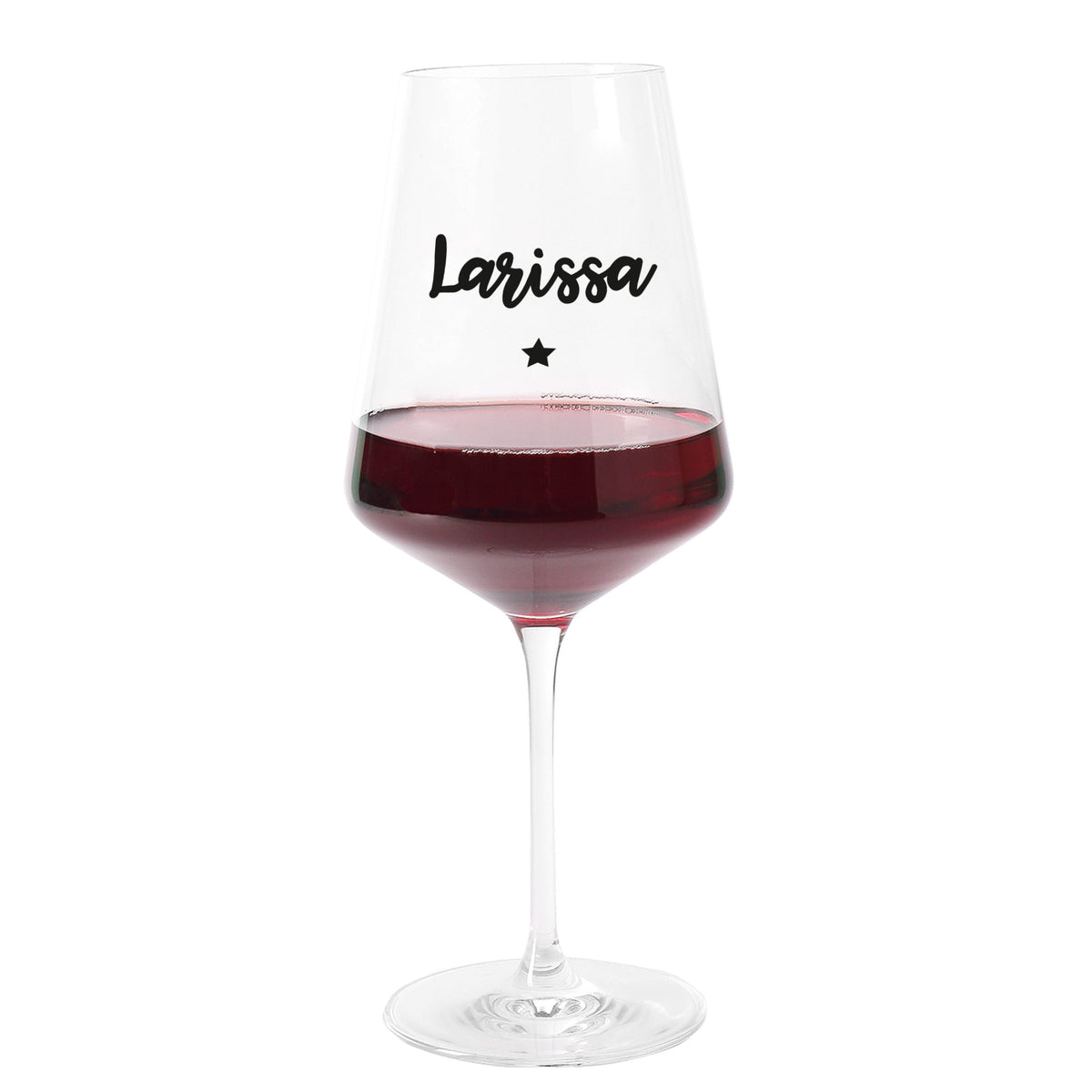 Produktbild: Personalisiertes Weinglas mit Namensdruck Larissa und Sternmotivs