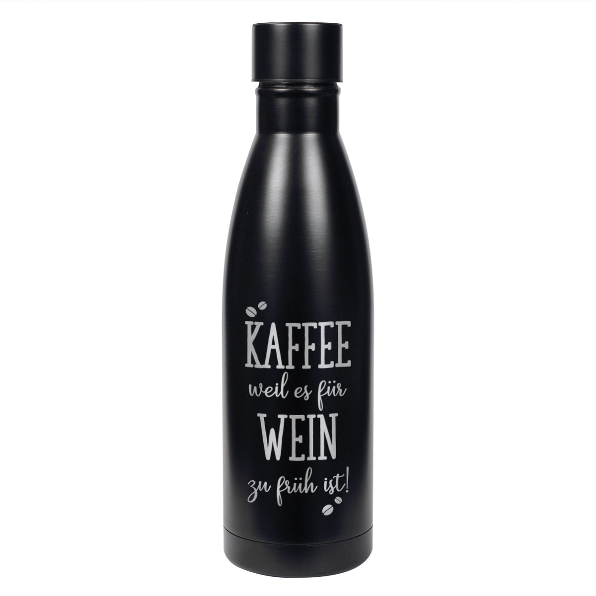 Thermosflasche mit Kaffeemotiv und Wunschtext