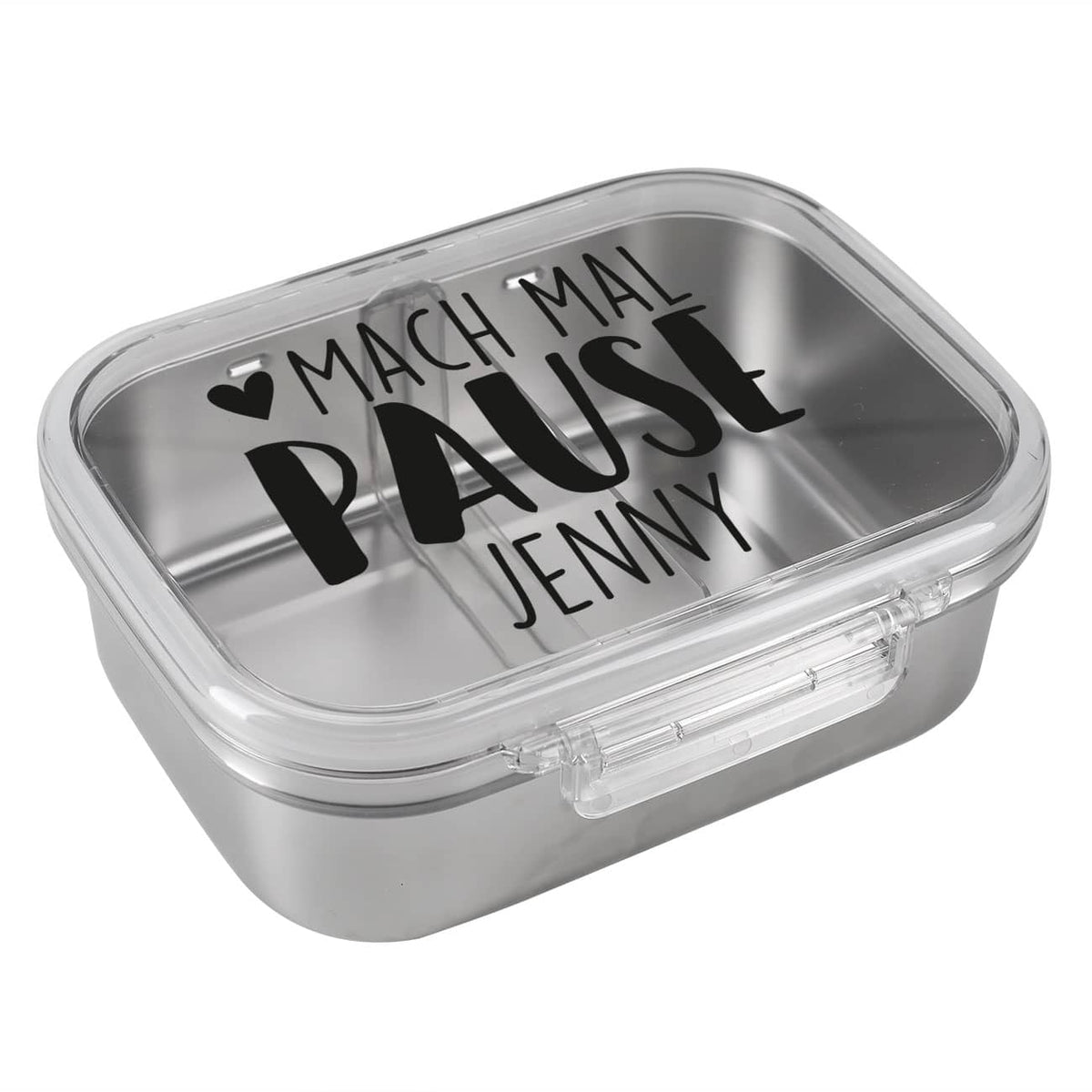 Mach mal Pause - Brotbox aus Metall mit Name bedruckt