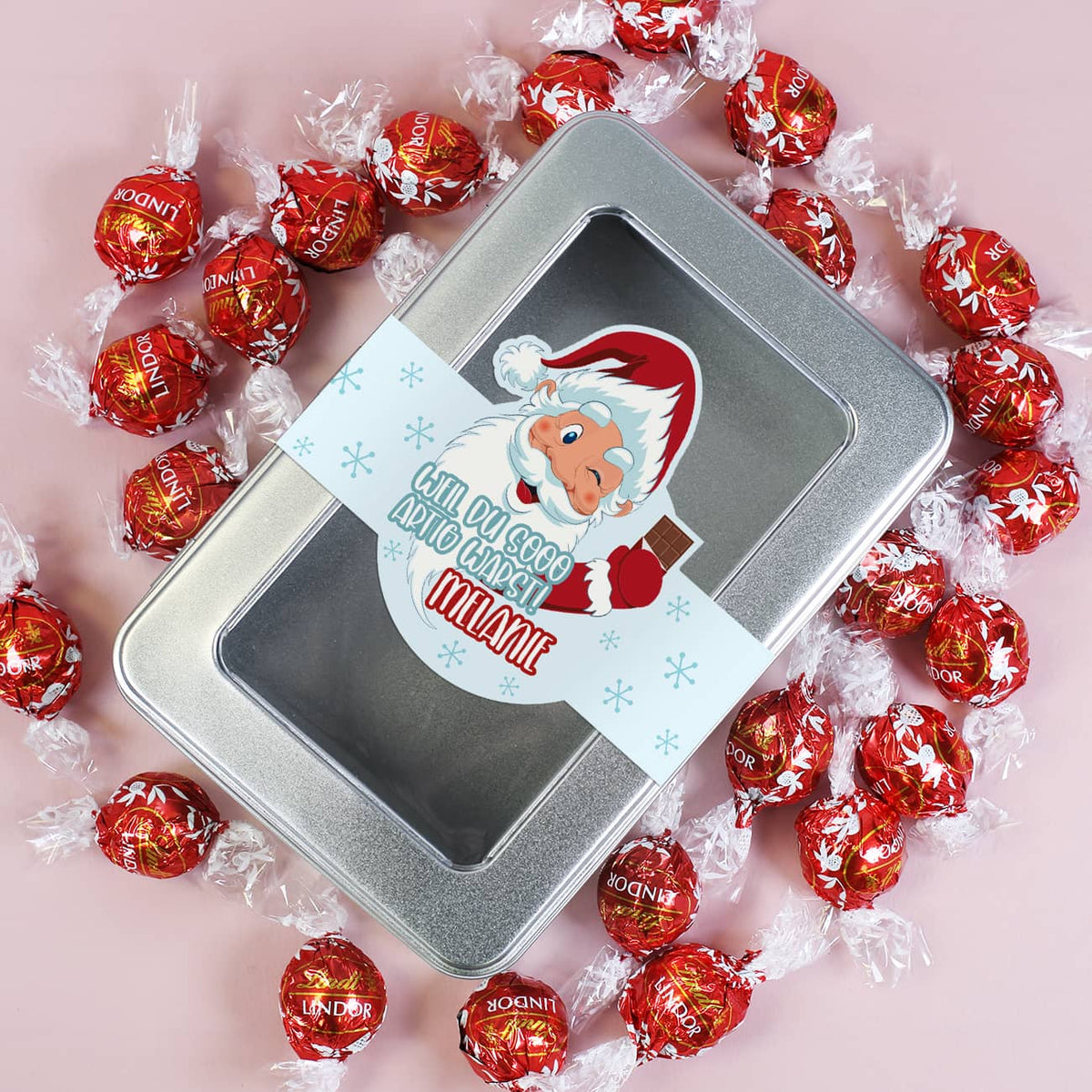 Weil du sooo artig warst! - 24 Lindorkugeln als Adventskalender in personalisierter Blechdose