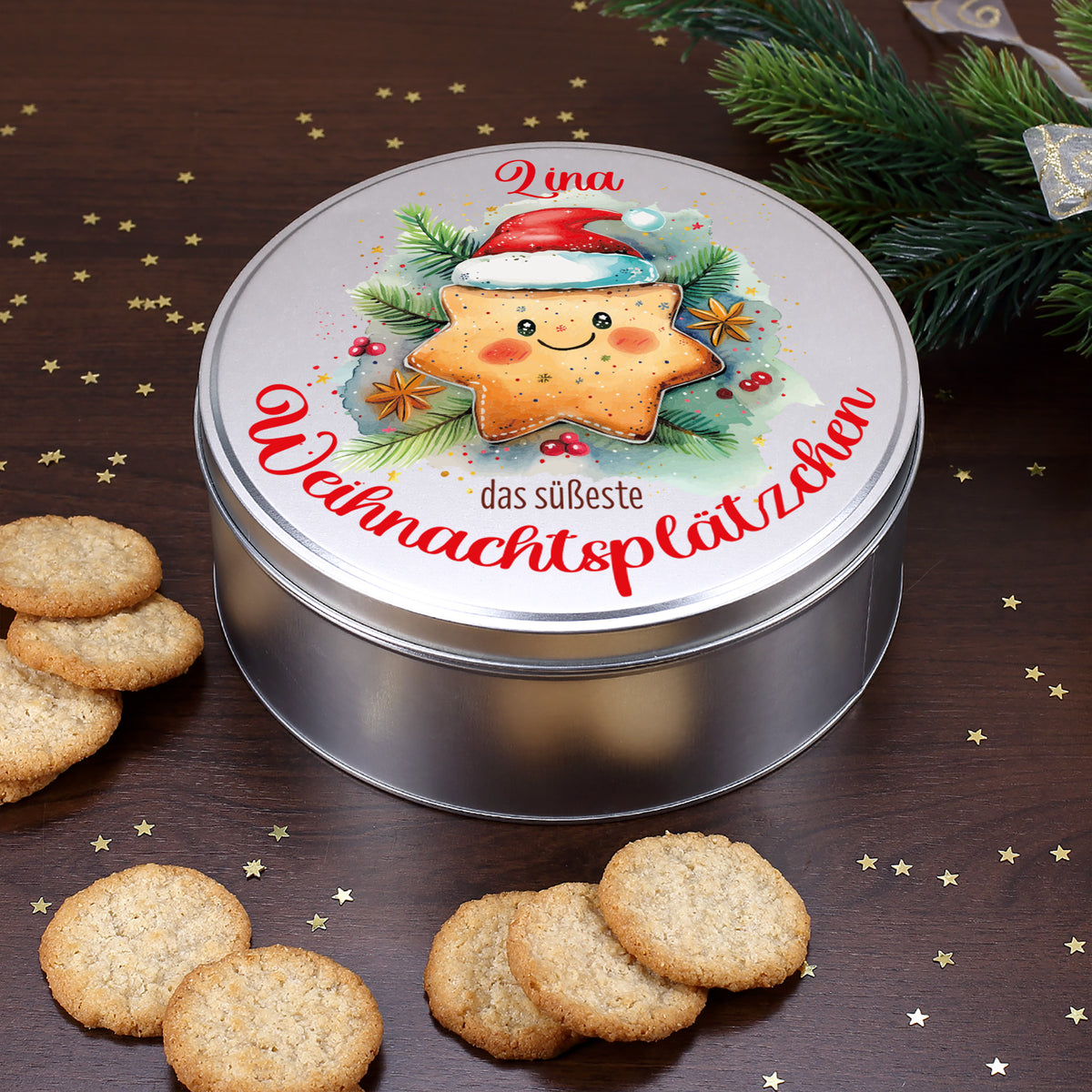 Metall Keksdose Das süßeste Weihnachtsplätzchen mit Name Lina personalisiert