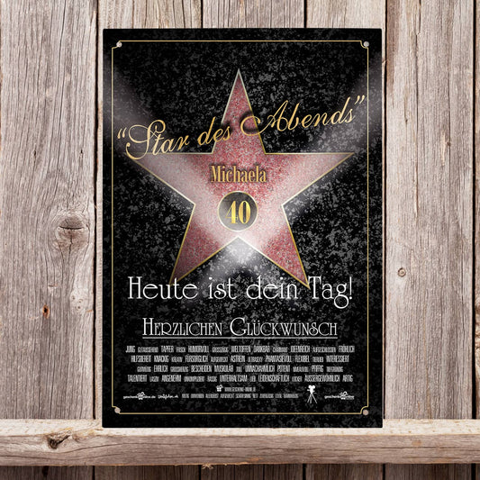 Blechschild mit Aufdruck Star des Abends Walk of Fame