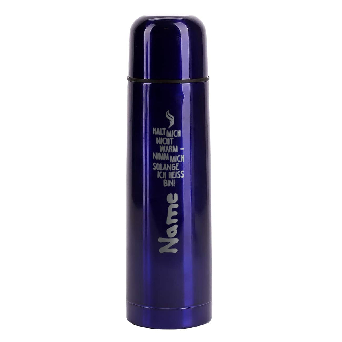 Thermosflasche in blau mit Ihrem Namen
