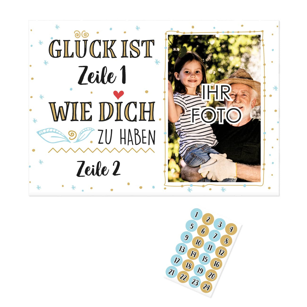 Glück ist... Adventskalender Bastelset für Ihren Bierkasten mit Foto und Wunschtext