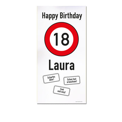 Banner zum 18. Geburtstag mit Name