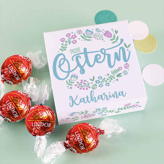 Süße Osterüberraschung mit Wunschname und 4 Lindorkugeln | Geschenk zu Ostern