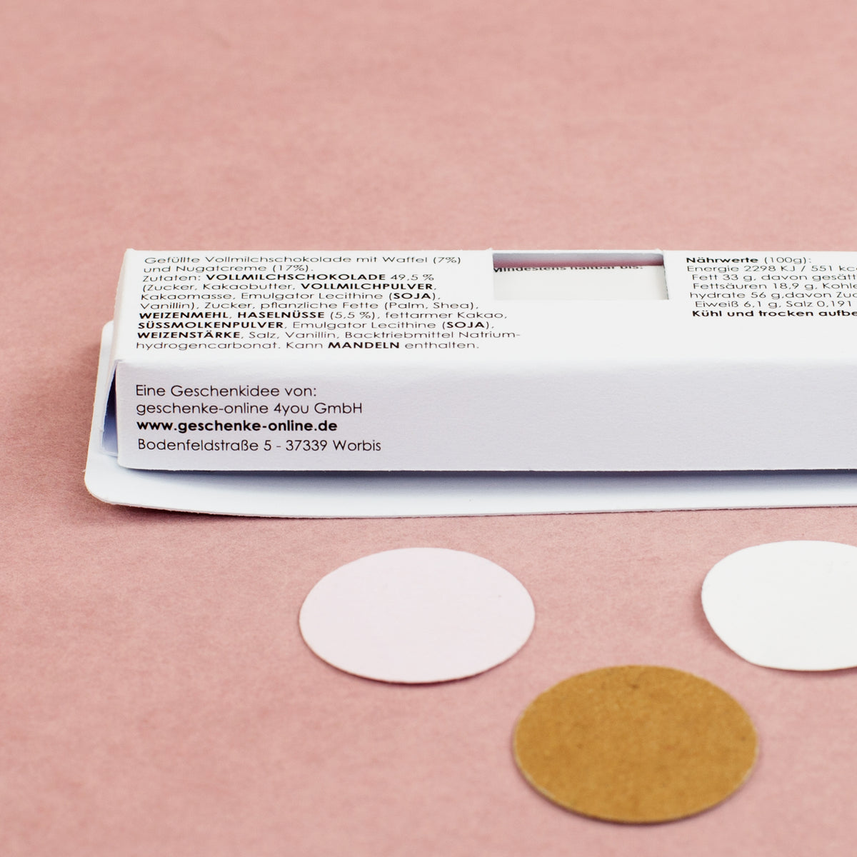 Verpackung mit sichtbarem duplo Riegel und Nährwertangaben