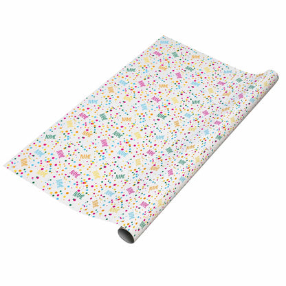 Konfetti Geschenkpapier mit Ihrem Wunschnamen