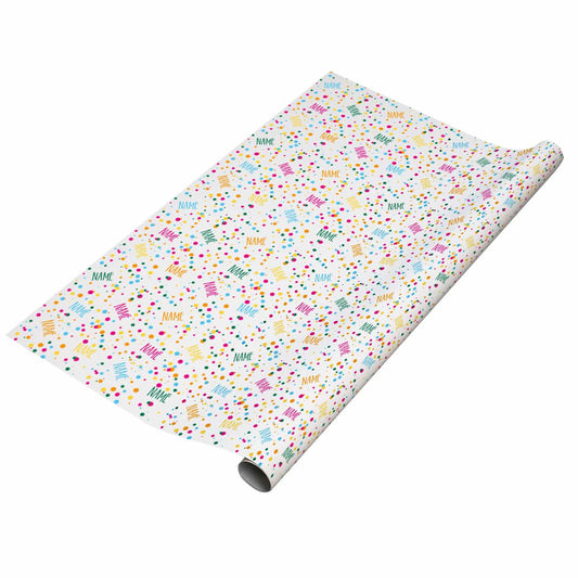 Konfetti Geschenkpapier mit Ihrem Wunschnamen