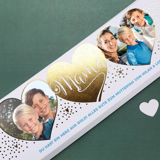 Muttertagsgeschenk - XL Foto-Schokolade mit Goldfolie veredelt