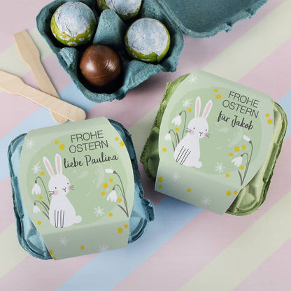 Frohe Ostern - gefüllte Schokoeier im personalisierten Karton